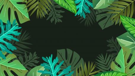 Green Leaves Frame on Dark Background wallpaper
