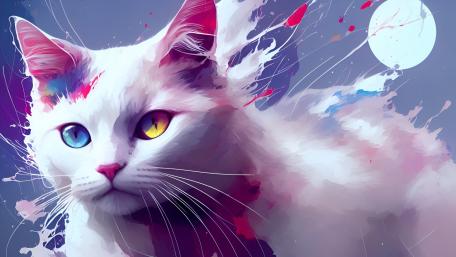 Mystical Feline with Cosmic Gaze wallpaper