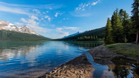 Serene River Reflections in Nature's Embrace wallpaper