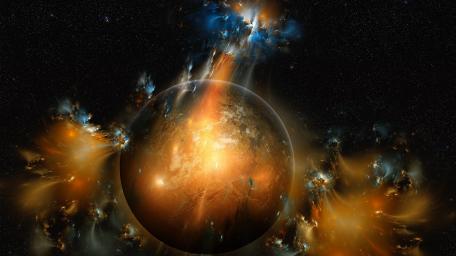 Cosmic Eruption of Colors in Space Art wallpaper