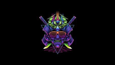 Neon Samurai Spirit in the Night wallpaper