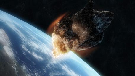 Cosmic Collision Above Earth wallpaper