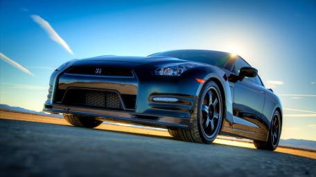 Powerful Nissan GT-R on a sunny day in the desert wallpaper