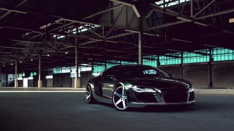 Sleek Audi R8 in an Industrial Setting wallpaper