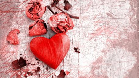 Romantic Heart Among Dried Roses Floral Decor wallpaper