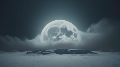 Lunar Majesty Over Alien Landscape wallpaper