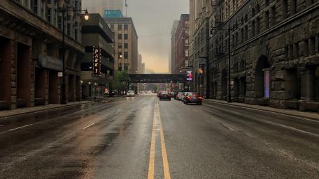 Empty City Street in the Rain wallpaper