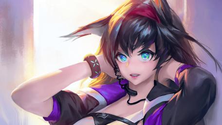 Anime Girl with Bright Blue Eyes wallpaper