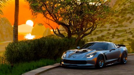 Sunset Elegance with Chevrolet Corvette C7 wallpaper
