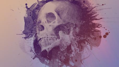 Mystical Skull Art in Watercolor Splashes wallpaper