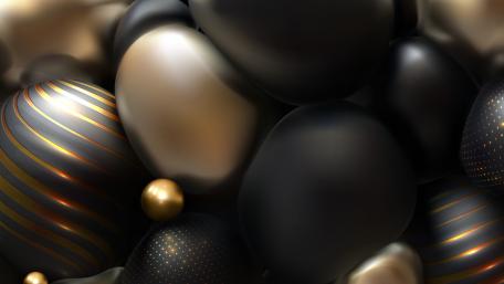 Golden Spheres Elegance in 3D Abstraction wallpaper