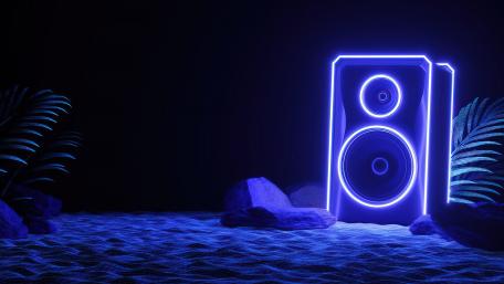 Neon Beats in Electric Blue wallpaper