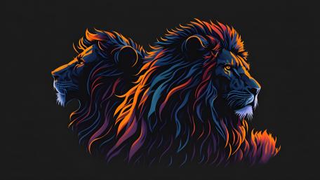 Majestic Lions in Neon Artistry wallpaper