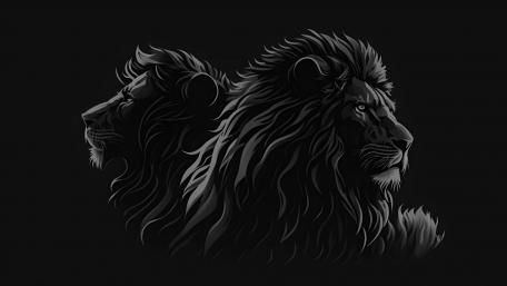 Monochrome Lions in Darkness wallpaper