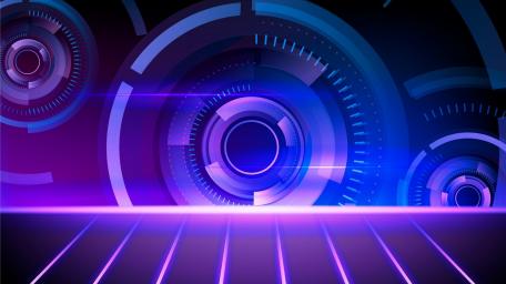 Futuristic Neon Circles Design wallpaper