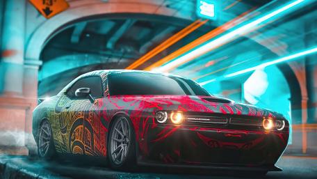 Neon Blaze Dodge Challenger SRT Hellcat wallpaper