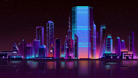 Neon Glow Urban Nightscape wallpaper
