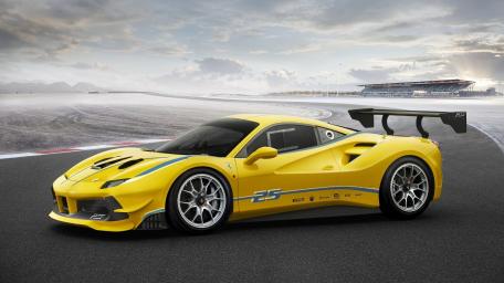 Dynamic Ferrari 488 GTB in Bold Yellow Shade wallpaper
