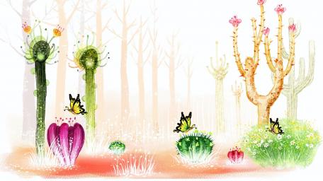 Whimsical Fantasy Garden Scene wallpaper
