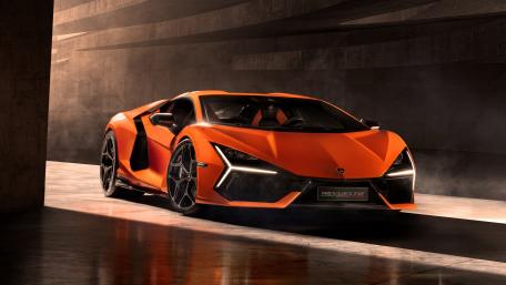 Lamborghini Revuelto in Sleek Orange Glow wallpaper