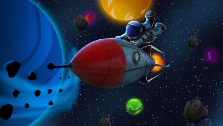 Cosmic Journey Through the Stars: An Astronaut's Adventure wallpaper