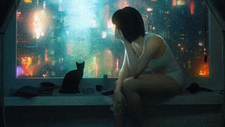 City Lights and Rainy Reflections wallpaper