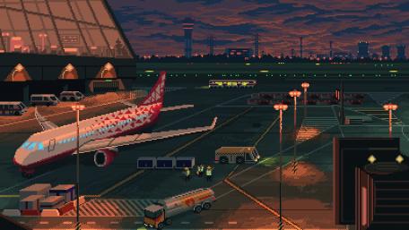 Fantasy Airport in Pixel Art Style wallpaper