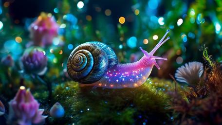 Enchanted Glowing Snail Fantasy wallpaper