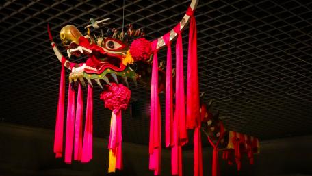 Vibrant Dragon Dance in Abstract Style wallpaper