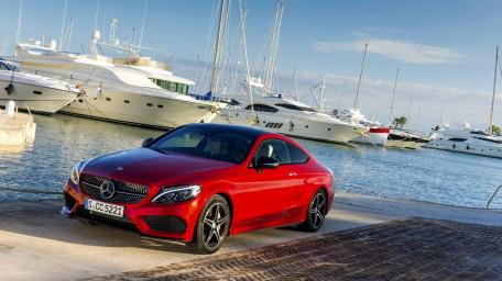 Sleek Mercedes-Benz by the Marina wallpaper