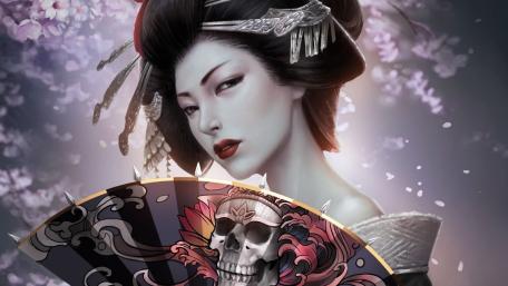 Ethereal Geisha Enigma with Gothic Flair wallpaper