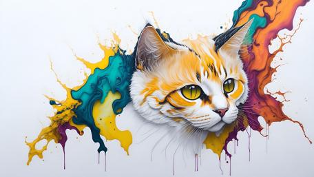 Vivid Whimsy: A Splash of Color Kitten wallpaper