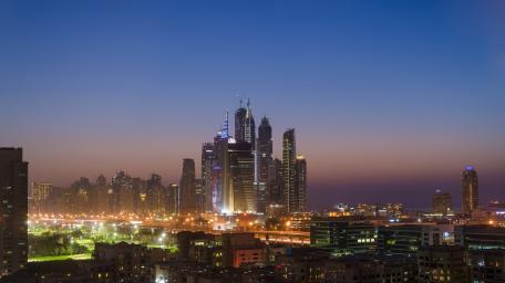 Majestic City Skyline at Dusk wallpaper