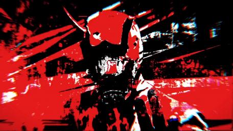 Red Masked Vision in Abstract Form wallpaper