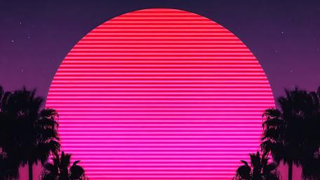 Neon Sunset in Synthwave Style wallpaper