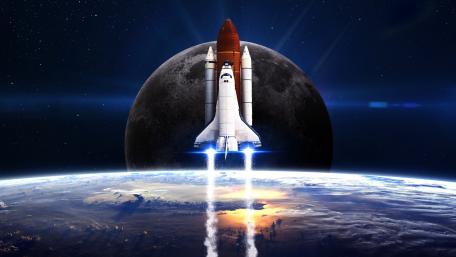 Journey Beyond Earth to the Moon's Embrace wallpaper