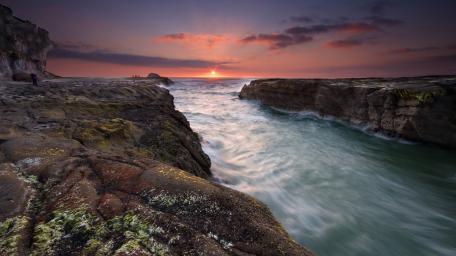 Muriwai Beach at sunset wallpaper