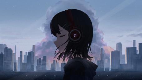 Serene Sunset Melodies in the City wallpaper
