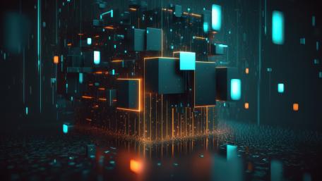 Cubed Glow in Neon Abyss wallpaper