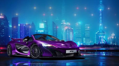 Supercar Dream: McLaren P1 in Neon Cityscape wallpaper