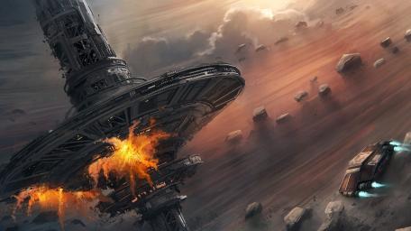 Epic Starship Battle in a Futuristic World wallpaper