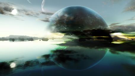 Ethereal Reflections of an Alien Planet wallpaper