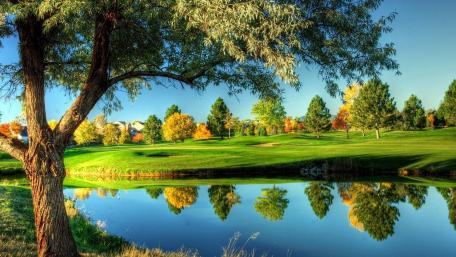 Serene Autumn Landscape with Reflections wallpaper