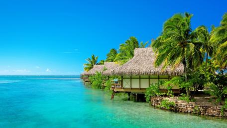 Bungalow in the Moorea Island wallpaper