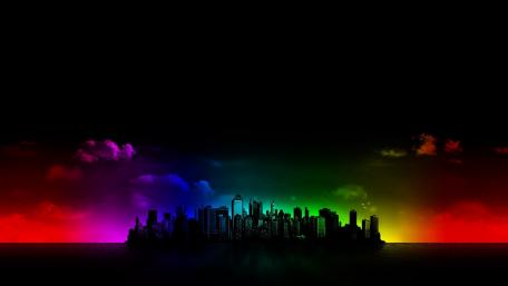Vibrant Fantasy City at Dusk wallpaper