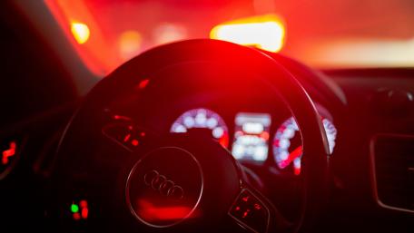 Audi Steering Wheel in Neon Light wallpaper