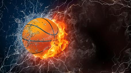 Fiery Slam on Watery Court wallpaper