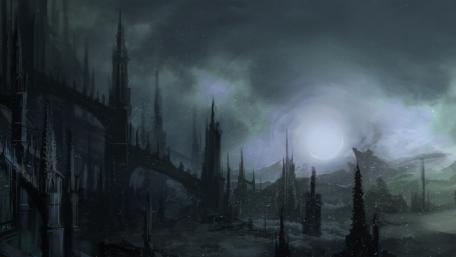 Gothic Fortress in Enchanted Shadows wallpaper