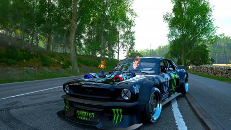 Stylish Monster Energy Car in Nature Scene wallpaper