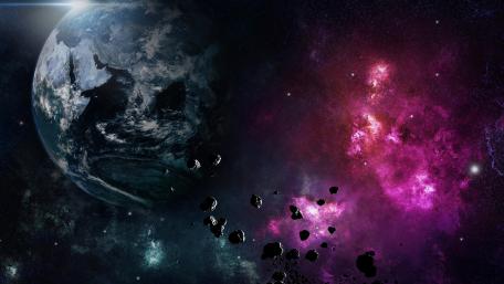 Galactic Majesty Surrounding Earth wallpaper
